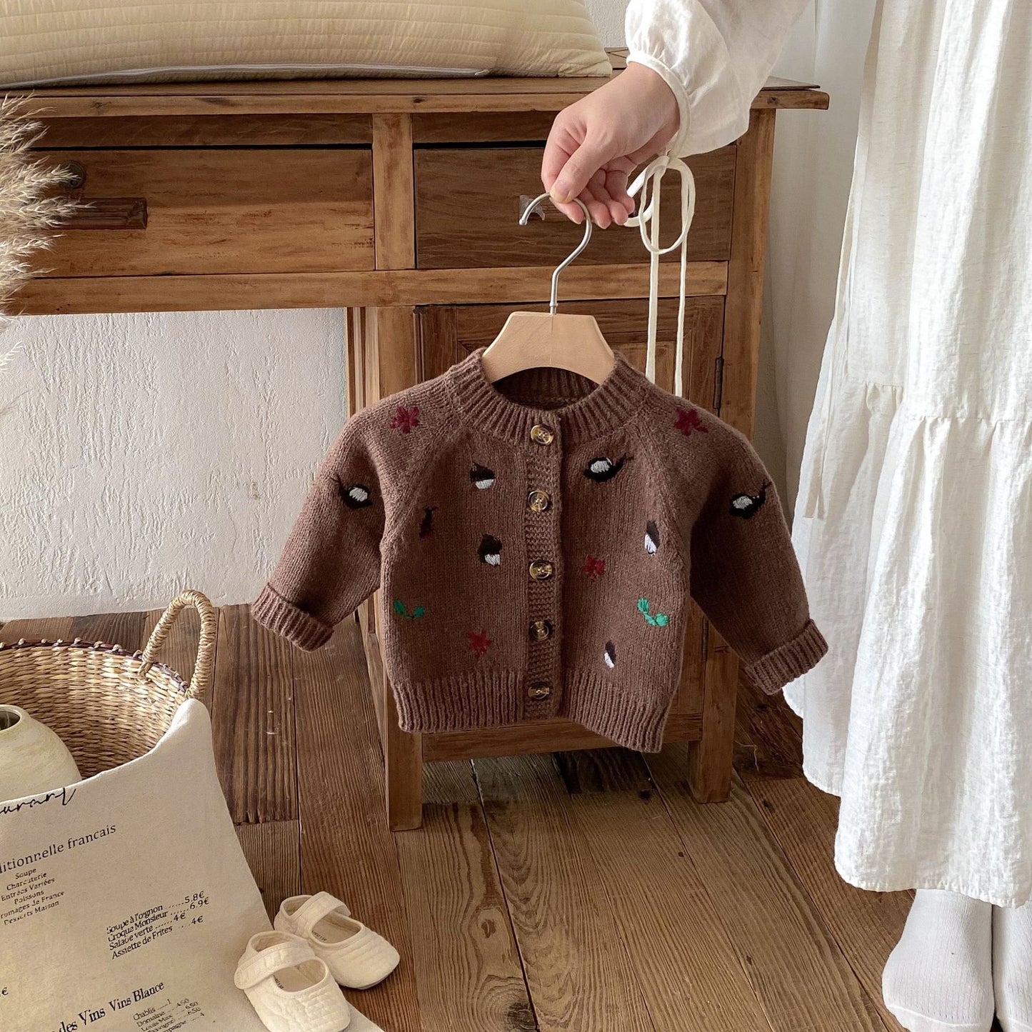 New Baby Knitted Sweater Autumn Winter, Embroidered Long Sleeve Tops, Baby Boy Cardigan Coat Girl Sweater
