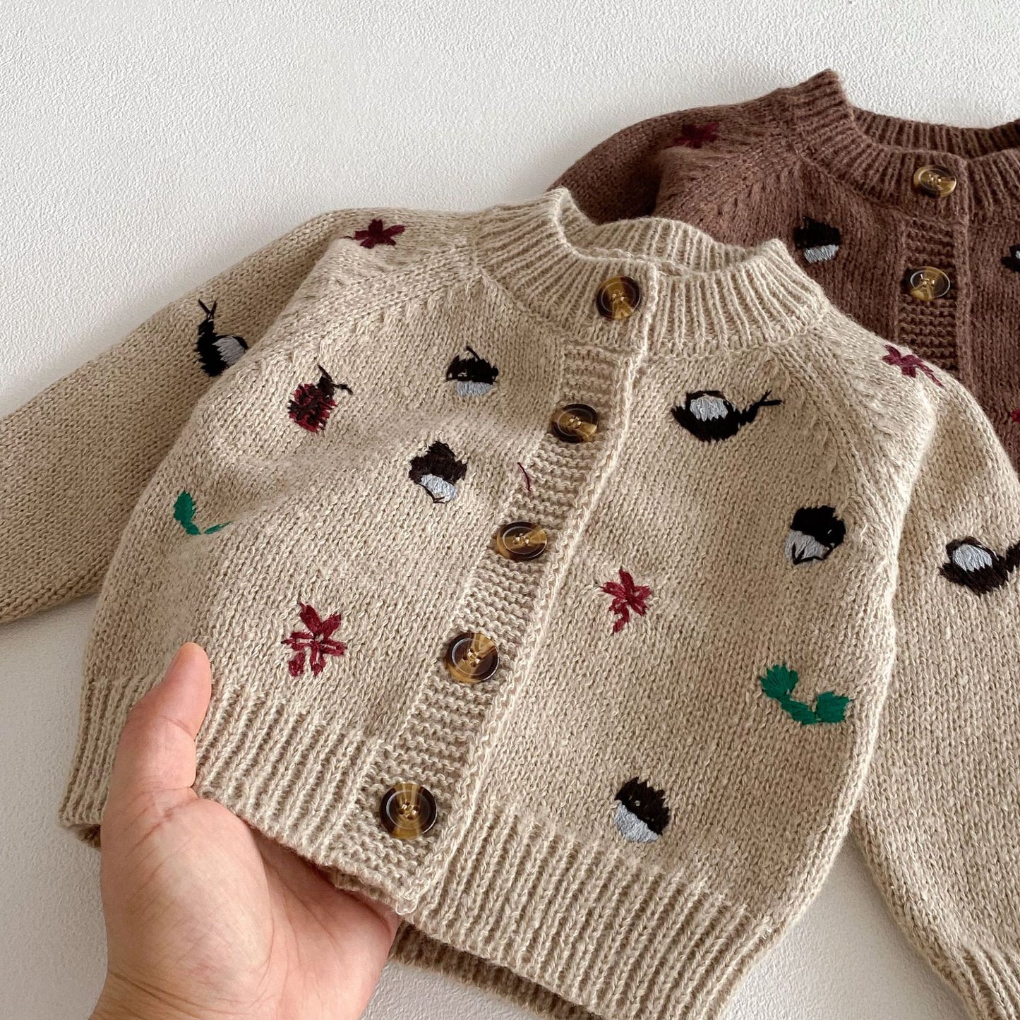 New Baby Knitted Sweater Autumn Winter, Embroidered Long Sleeve Tops, Baby Boy Cardigan Coat Girl Sweater