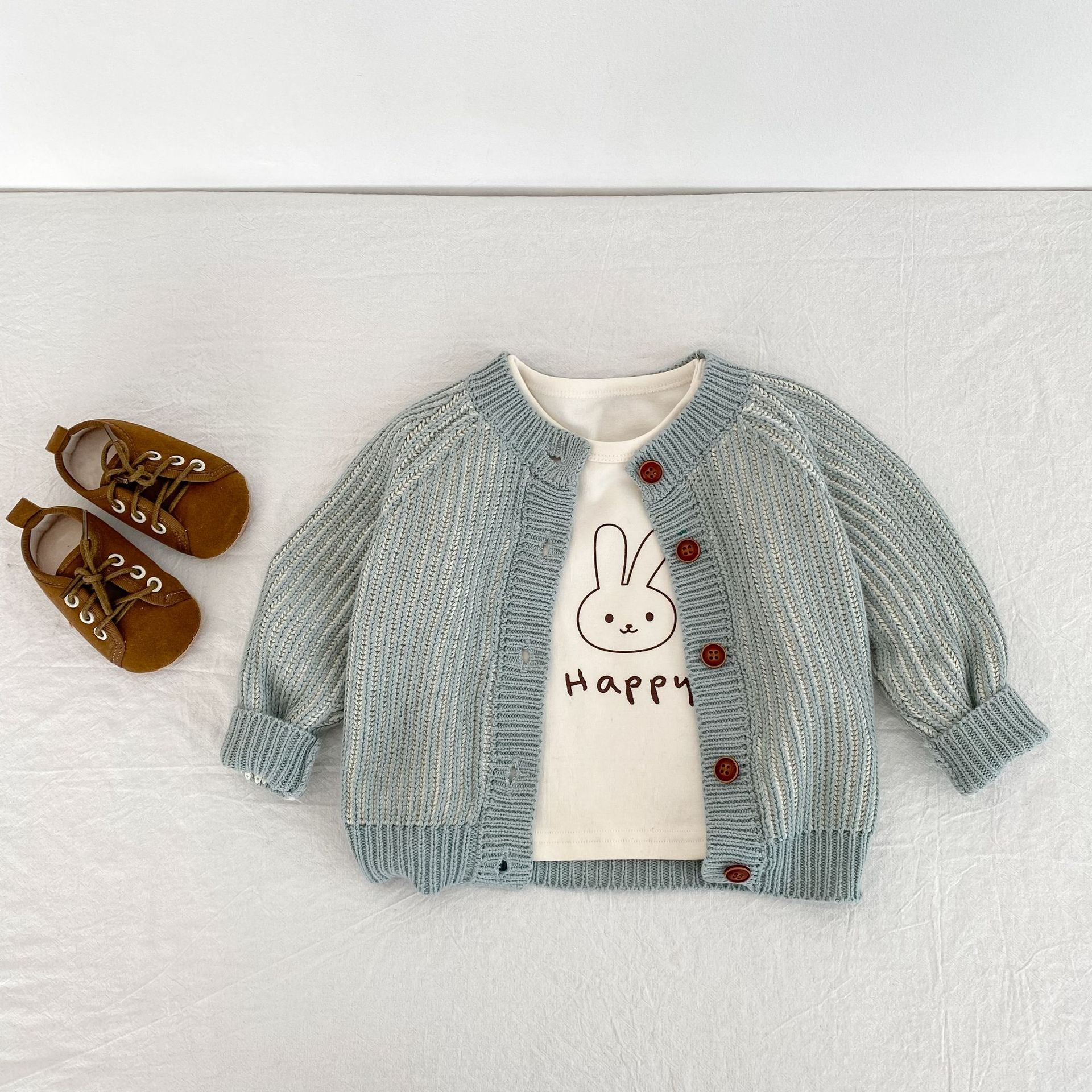 Baby Clothes Autumn Collection, Girls Boys Two-Color Twists, Long Sleeve Braid Knitting Top