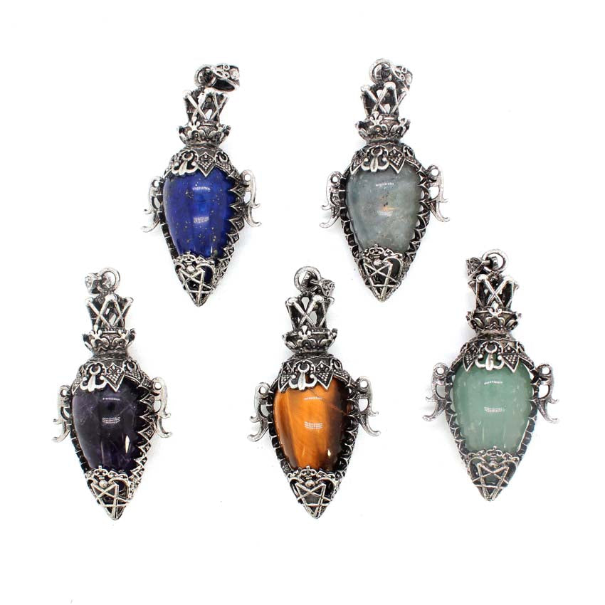 Water Drop Crystal Pendulum for Dowsing, Natural Amethyst, Rose Quartz, Onyx Antique Pendulums for Spiritual Divination