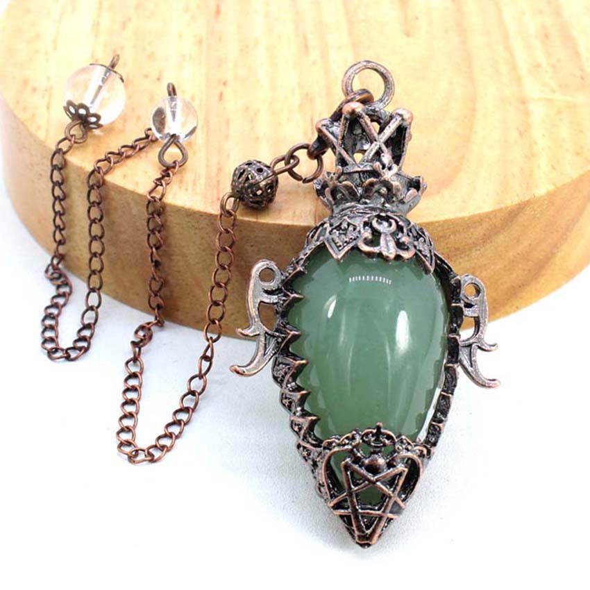 Water Drop Crystal Pendulum for Dowsing, Natural Amethyst, Rose Quartz, Onyx Antique Pendulums for Spiritual Divination