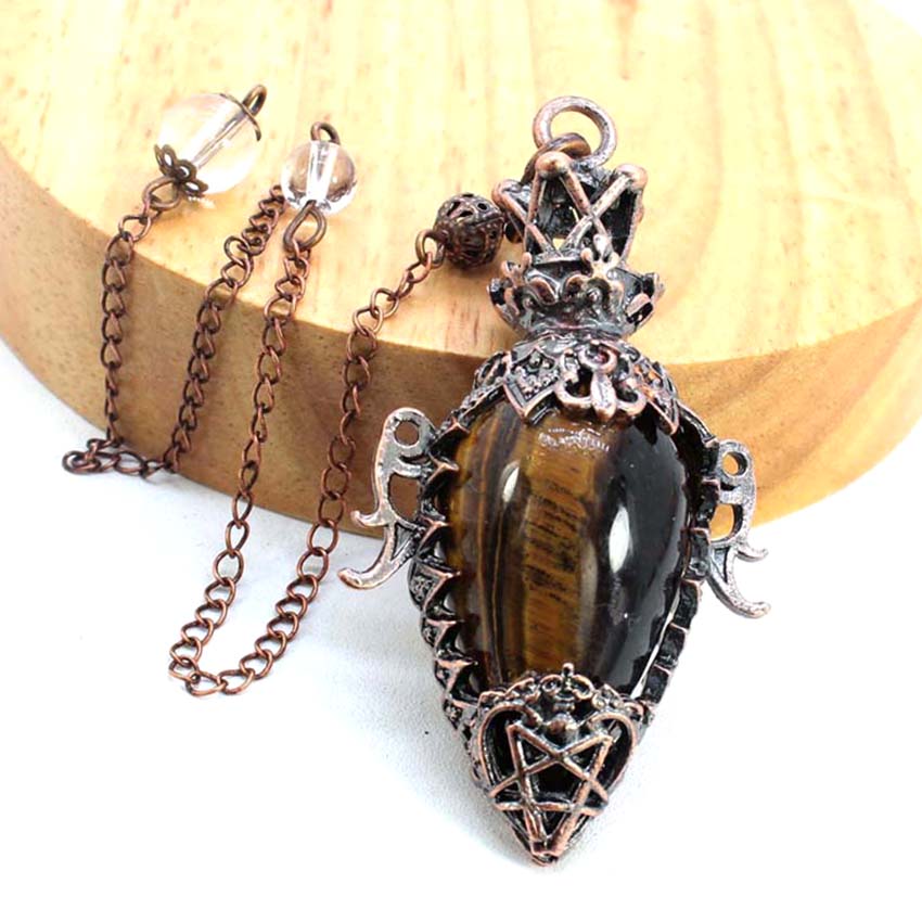 Water Drop Crystal Pendulum for Dowsing, Natural Amethyst, Rose Quartz, Onyx Antique Pendulums for Spiritual Divination