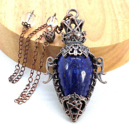 Water Drop Crystal Pendulum for Dowsing, Natural Amethyst, Rose Quartz, Onyx Antique Pendulums for Spiritual Divination