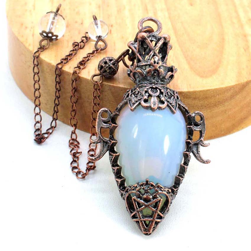 Water Drop Crystal Pendulum for Dowsing, Natural Amethyst, Rose Quartz, Onyx Antique Pendulums for Spiritual Divination