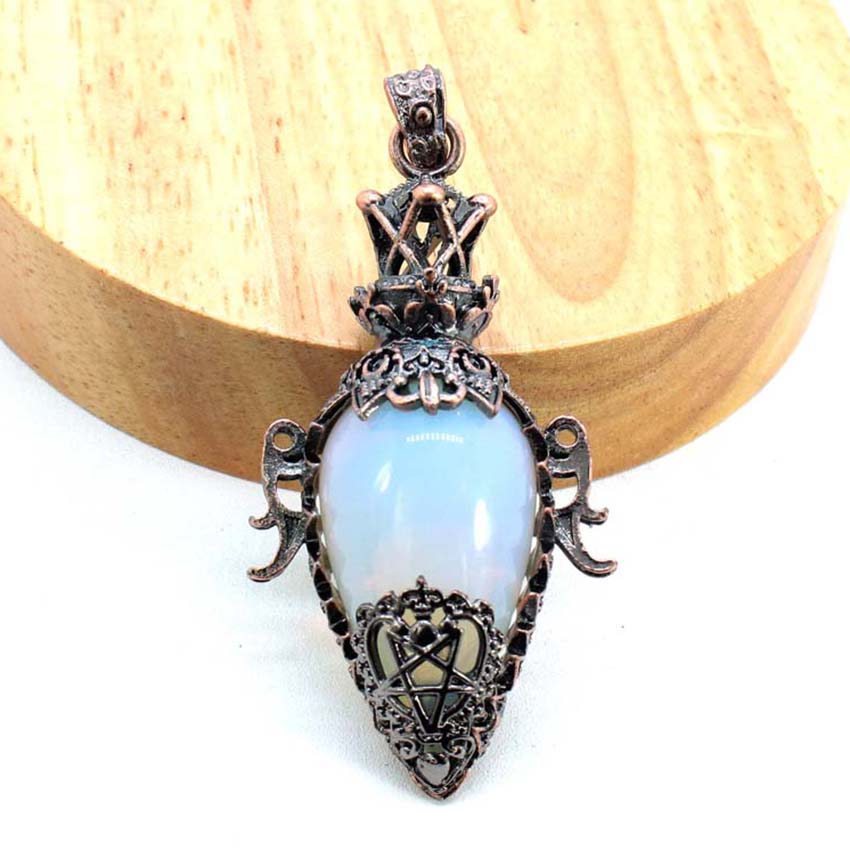 Water Drop Crystal Pendulum for Dowsing, Natural Amethyst, Rose Quartz, Onyx Antique Pendulums for Spiritual Divination