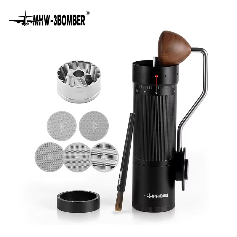 MHW-3BOMBER Manual Coffee Grinder – Adjustable Stainless Steel Conical Burr Grinder for Espresso & Pour Over