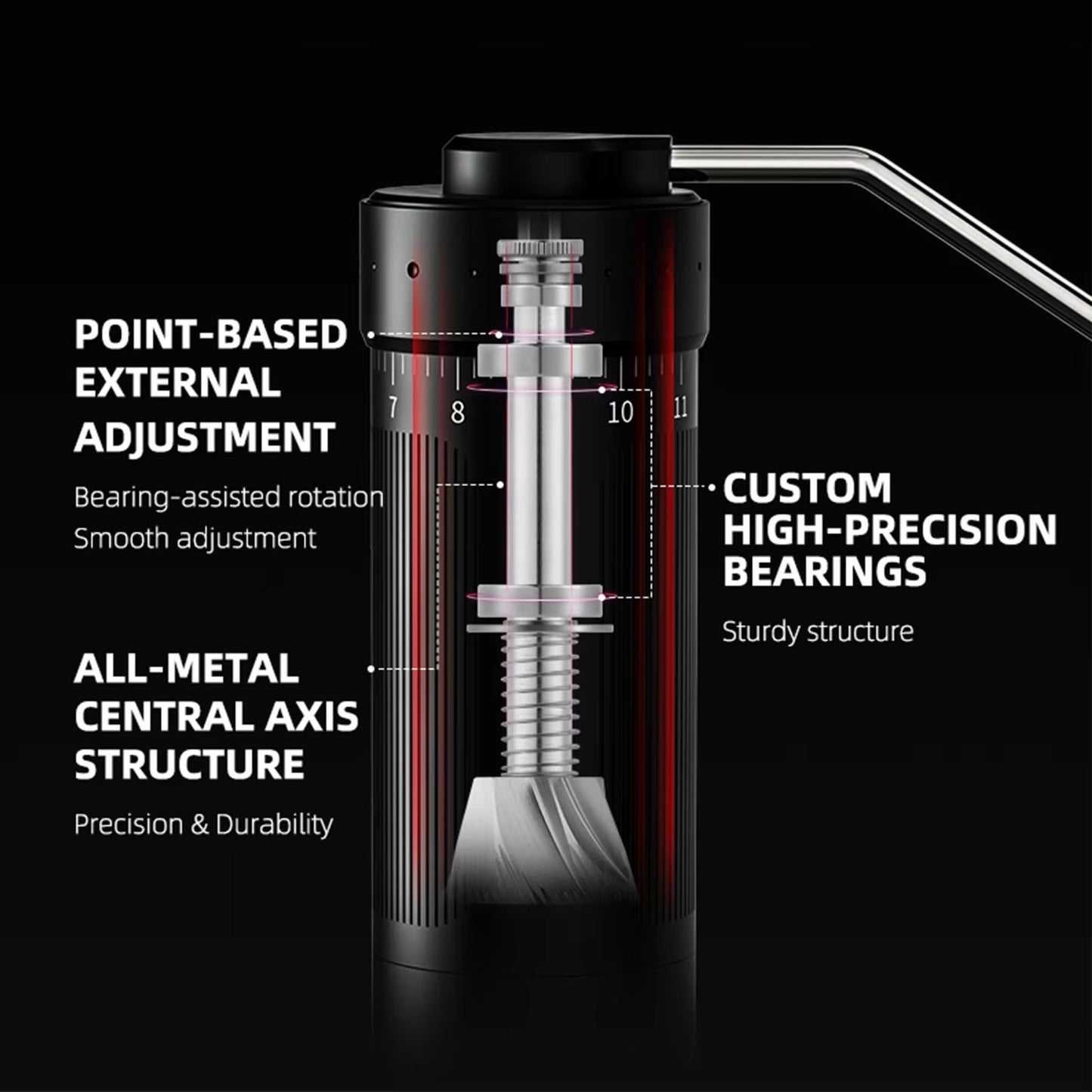 MHW3BOMBER Manual Coffee Grinder  Adjustable Stainless Steel Conical Burr Grinder For Espresso  Pou 4