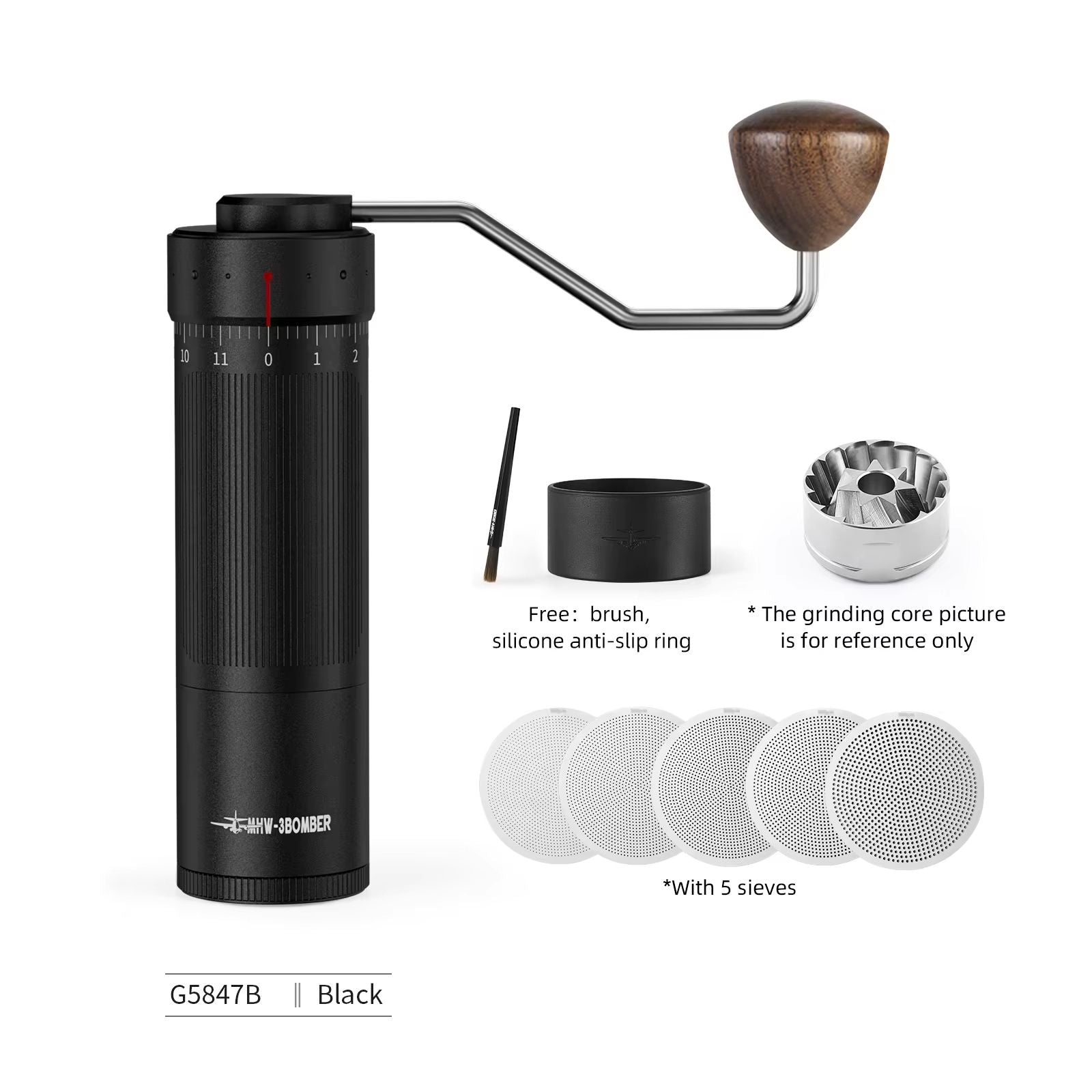 MHW3BOMBER Manual Coffee Grinder  Adjustable Stainless Steel Conical Burr Grinder For Espresso  Pou 6