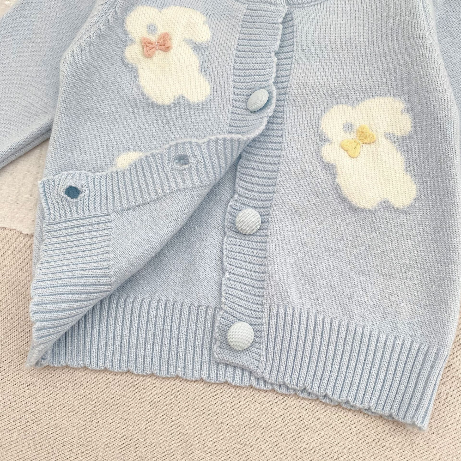 Soft Cotton Infant Jacket 0-2Y Baby Knitwear, Autumn Winter Baby Knit Cardigan, Korean Style Rabbit Sweater