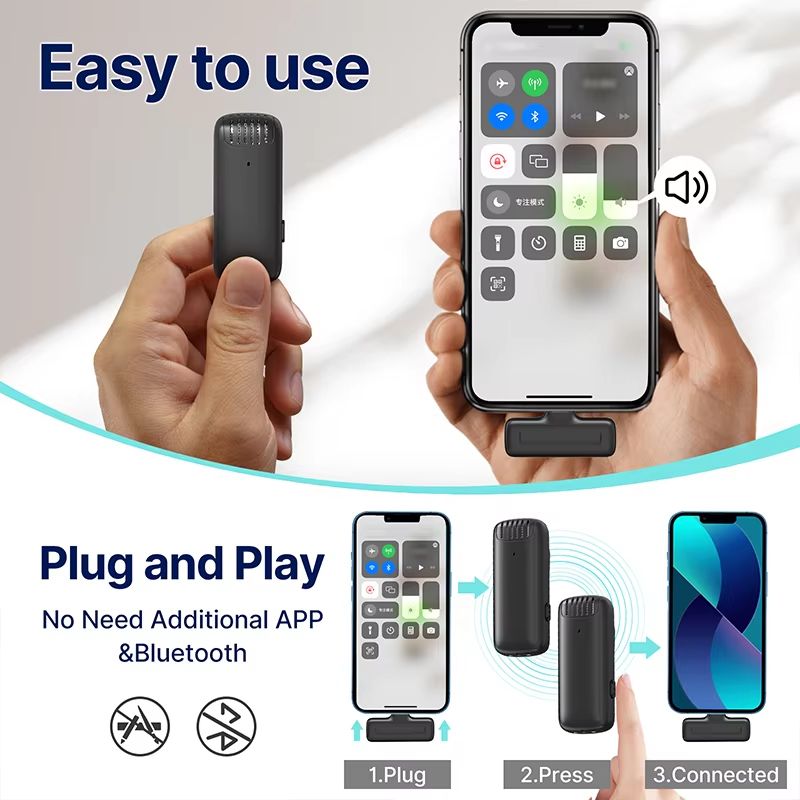 Ulanzi J12 Wireless Lavalier Microphone  Plug  Play Mini Mic For IPhone  Android Live Streaming  Vi 1