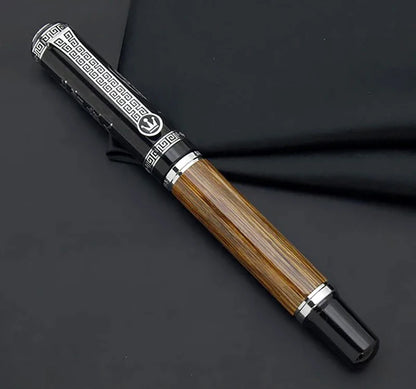 Duke Classic Confucius Natural Bamboo Calligraphy Fountain Pen Metal Embossed Pattern Bent Nib Irid 1