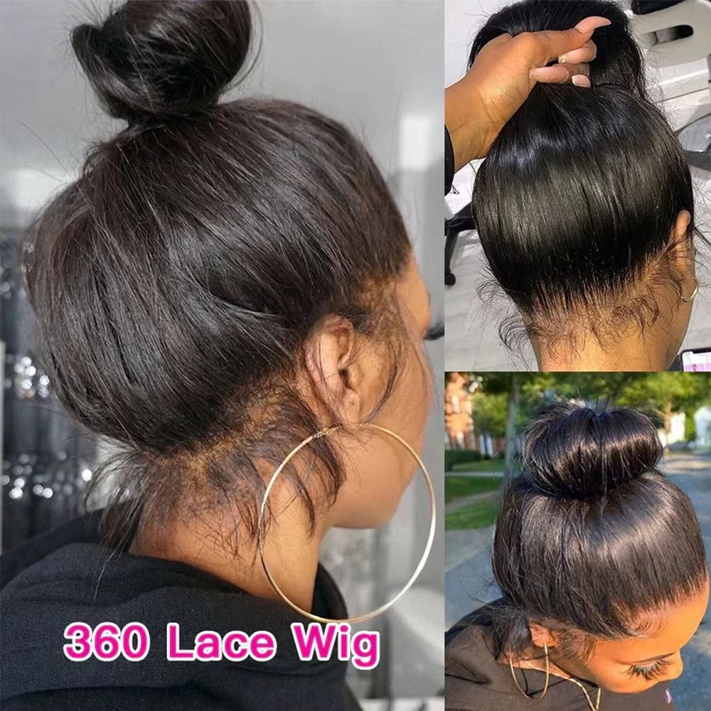 HD 360 Full Lace Wig  36 Bone Straight Human Hair Wig With PrePlucked 13x6 Lace Frontal For Women 2