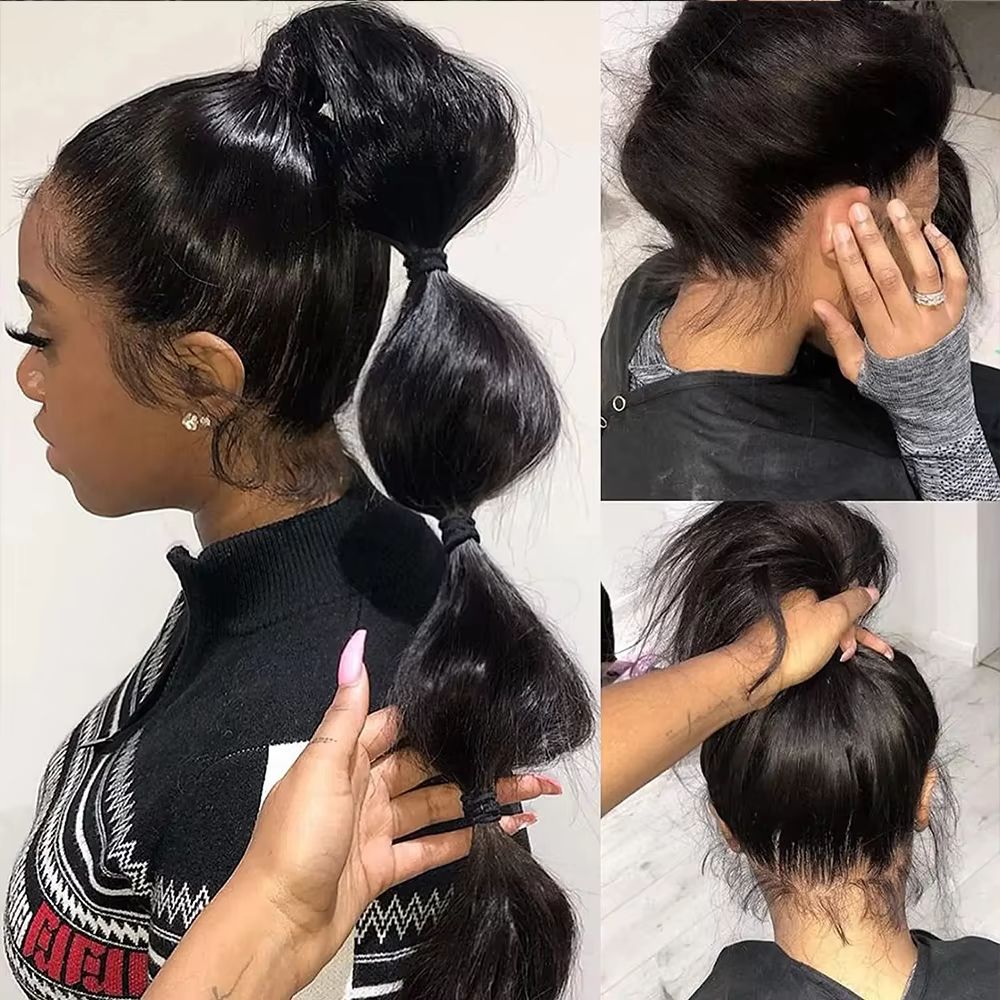 HD 360 Full Lace Wig  36 Bone Straight Human Hair Wig With PrePlucked 13x6 Lace Frontal For Women 3
