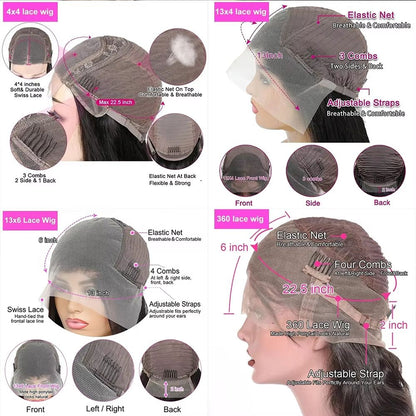 HD 360 Full Lace Wig  36 Bone Straight Human Hair Wig With PrePlucked 13x6 Lace Frontal For Women 5
