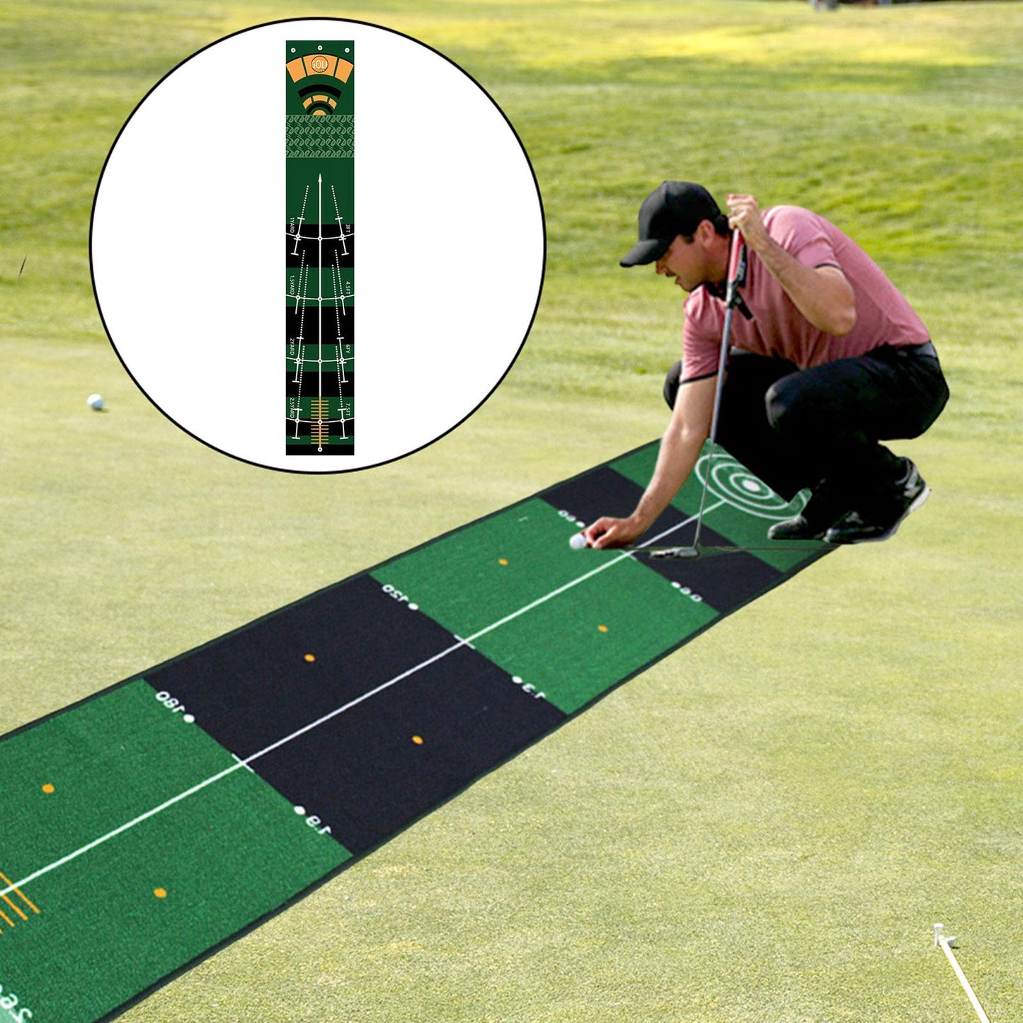 Golf Putting Mat Gift For Golfer Portable Golf Training Aid  Lightweight Golfing Accessory To Impro 4