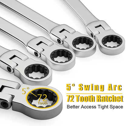 Metric Ratcheting Wrench Set With Flexible Head And Gear Ring Design 1