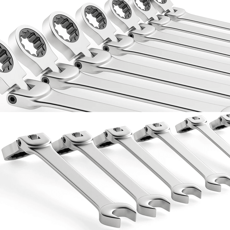 Metric Ratcheting Wrench Set With Flexible Head And Gear Ring Design 2