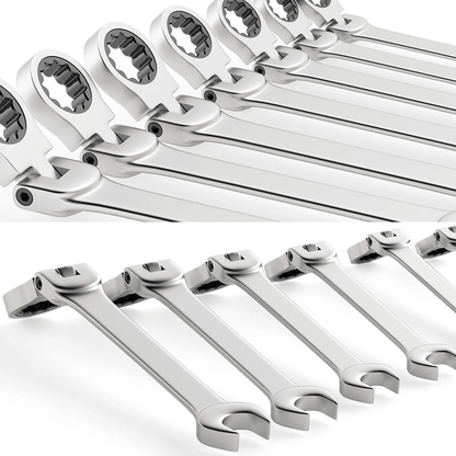 Metric Ratcheting Wrench Set With Flexible Head And Gear Ring Design 2