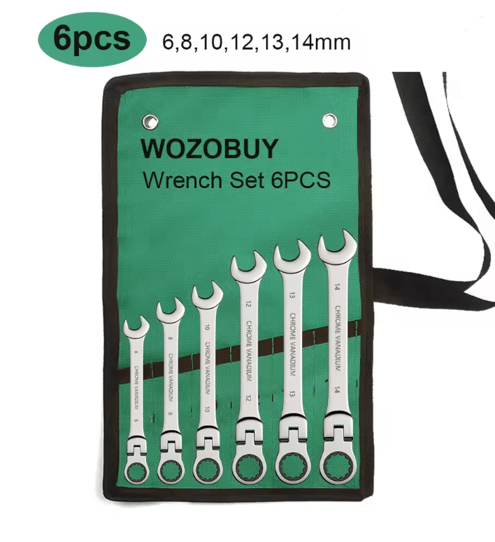 Metric Ratcheting Wrench Set With Flexible Head And Gear Ring Design 4