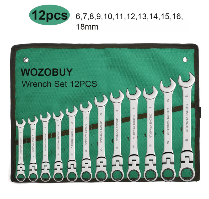 Metric Ratcheting Wrench Set With Flexible Head And Gear Ring Design 9