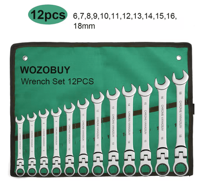 Metric Ratcheting Wrench Set With Flexible Head And Gear Ring Design 9