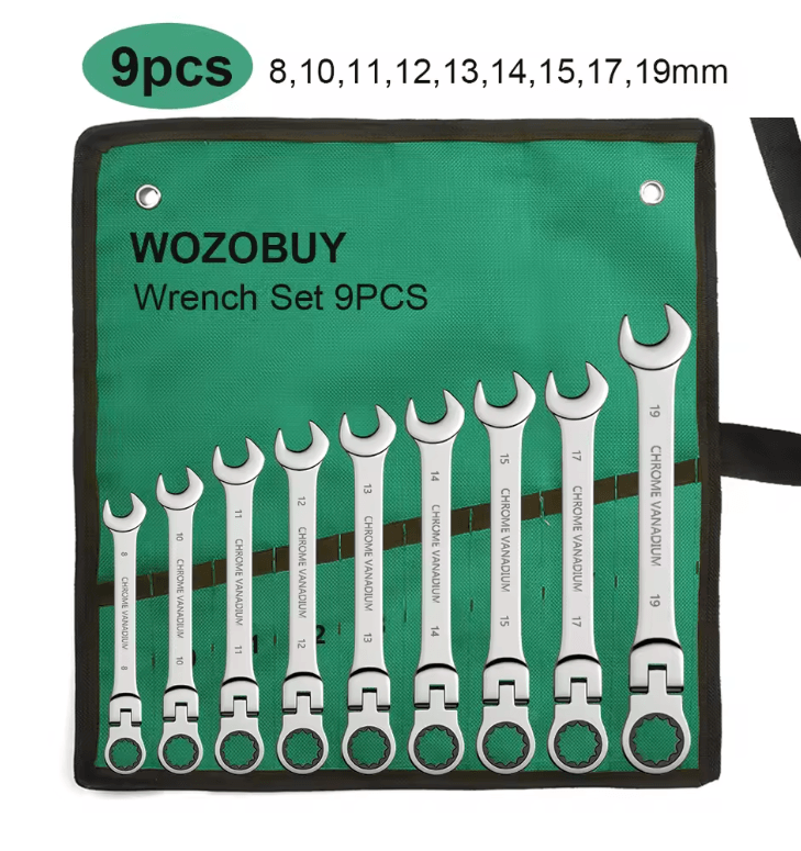Metric Ratcheting Wrench Set With Flexible Head And Gear Ring Design 7