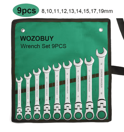 Metric Ratcheting Wrench Set With Flexible Head And Gear Ring Design 7