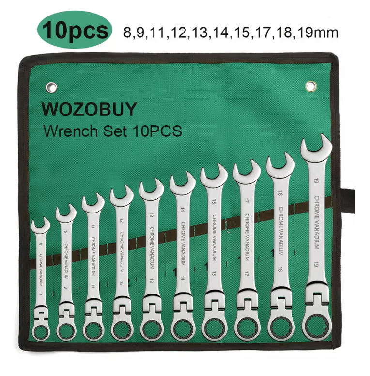 Metric Ratcheting Wrench Set With Flexible Head And Gear Ring Design 8