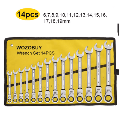 Metric Ratcheting Combination Wrench Set With Flex Head And Carrying Bag 4