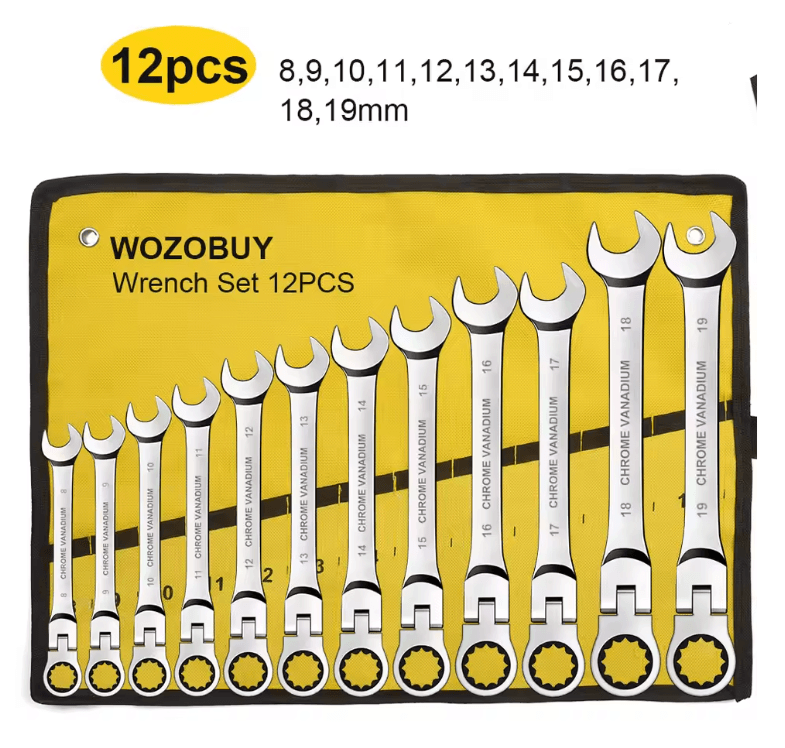 Metric Ratcheting Combination Wrench Set With Flex Head And Carrying Bag 6