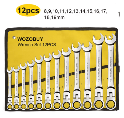 Metric Ratcheting Combination Wrench Set With Flex Head And Carrying Bag 6