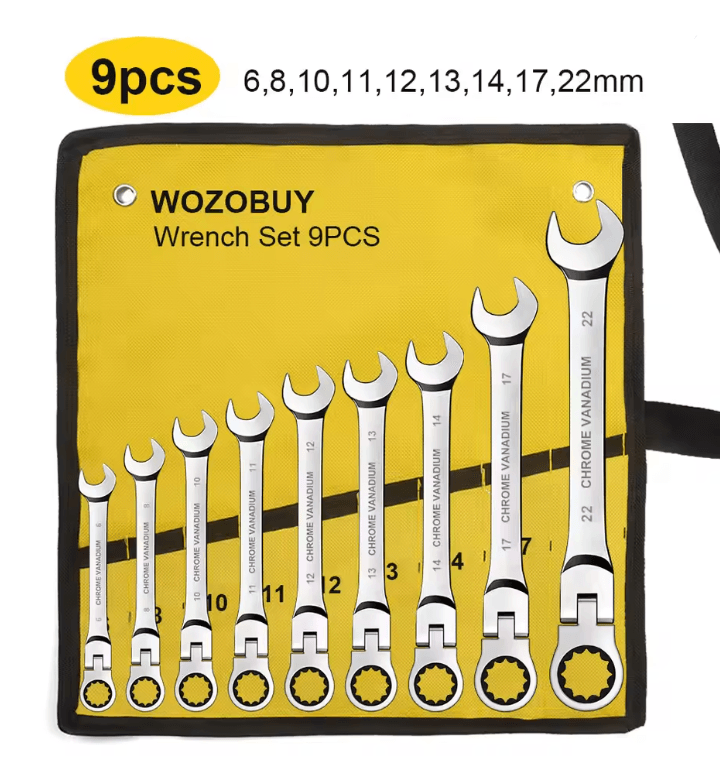 Metric Ratcheting Combination Wrench Set With Flex Head And Carrying Bag 8