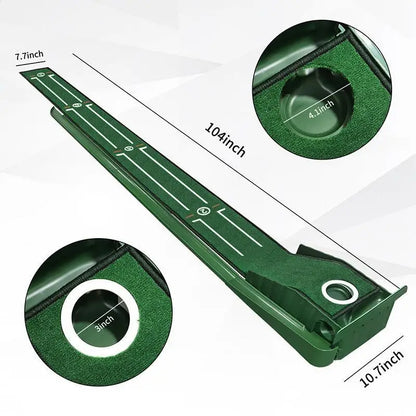 Portable Indoor and Outdoor Golf Practitioner, Mini Golf Green Putter Mat for Home, Office, and Travel