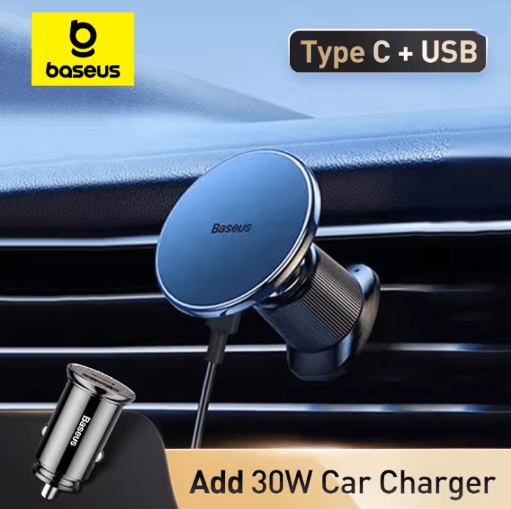 Baseus Magnetic Wireless Car Charger With 15W Fast Charging And Phone Mount 5