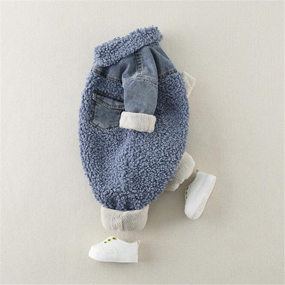 Winter Baby Romper Newborn Denim Velvet Baby Snowsuit Jumpsuits Thick Warm Infant Overalls For Boys 2