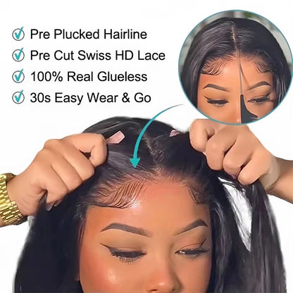 30 Glueless HD Lace Closure Wig  100 Human Hair PreCut Ready To Wear Bone Straight Wig 4x45x5 1