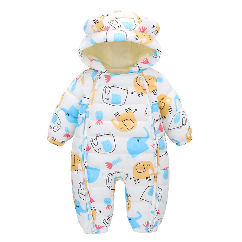 Hooded Autumn Winter Baby Snowsuit Plus Velvet Warm Baby Girl Romper Baby Boy Jumpsuit Infant Winter Overalls Coat Thick