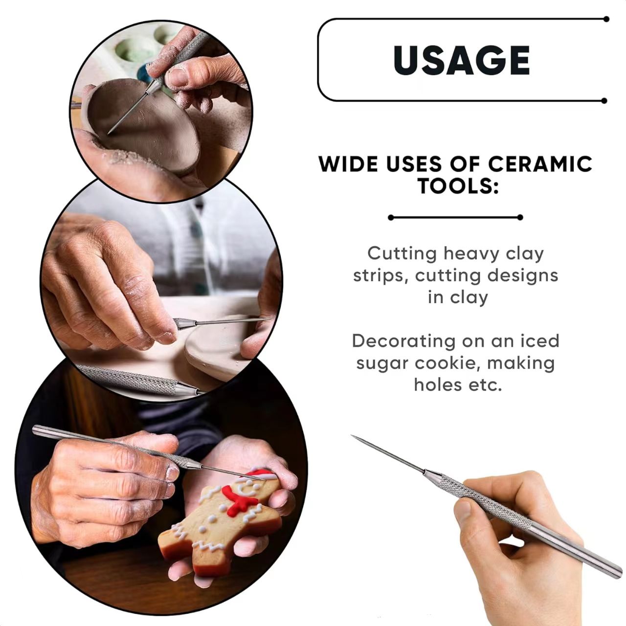 1/2/6pcs 7 Pins Needles Texture Ceramics Tools Set, Polymer Clay Sculpting, DIY Pottery Brush for Detailed Molding