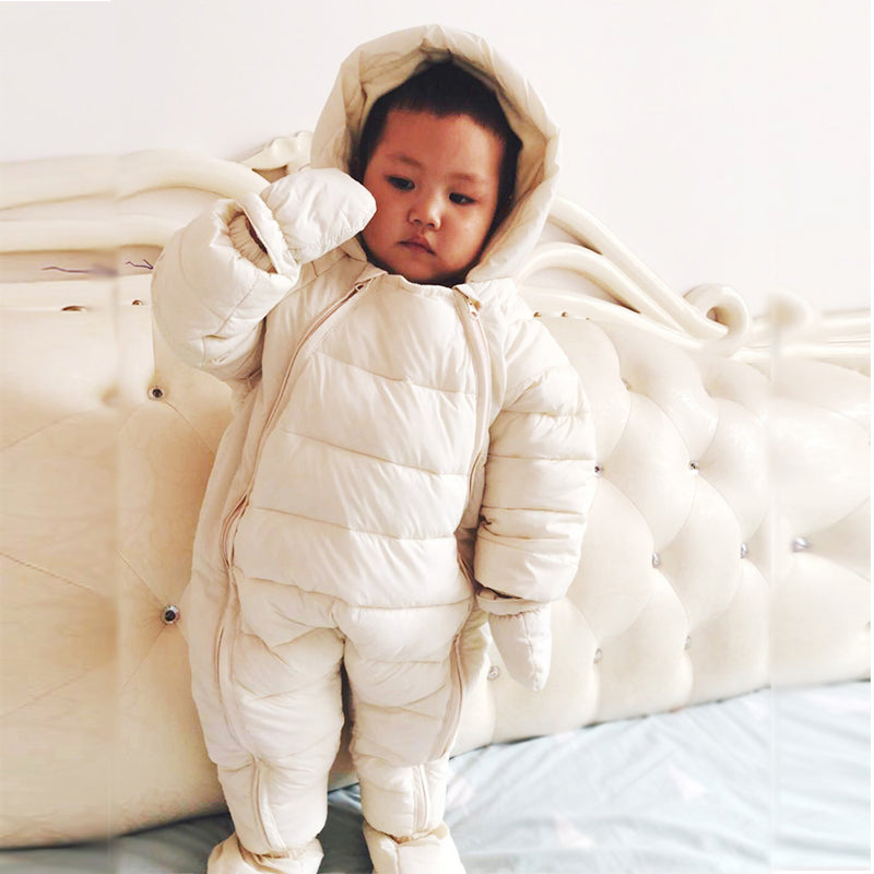 Plus Velvet Hooded Newborn Baby Jumpsuit Warm Snowsuit for Baby Boys, Toddler Snow Suit Baby Girl Cotton Overalls Romper