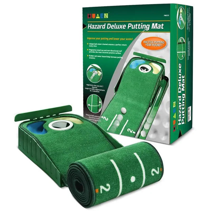 PGM Golf Indoor Putting Mat Putter Trainer Green Carpet Practice Set Ball Return Mats Premium Golf  6