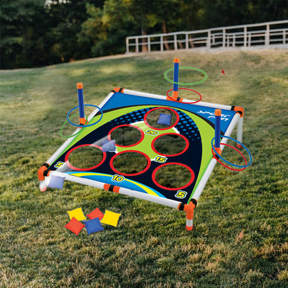 Easy Assemble Portable Cornhole Throwing Circle Ferrule Board Set, Outdoor Yard Toss Game Toy for Kids & Adults