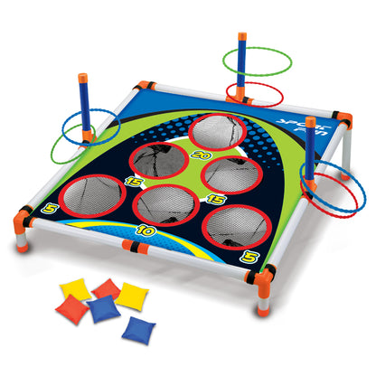 Easy Assemble Portable Cornhole Throwing Circle Ferrule Board Set, Outdoor Yard Toss Game Toy for Kids & Adults