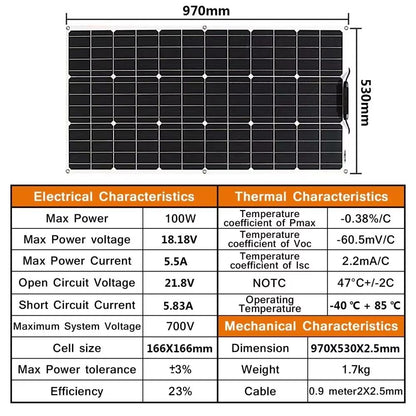 12V Flexible Solar Panel  100W600W Bendable Waterproof Monocrystalline Panel For RV Boat And Outdoo 3