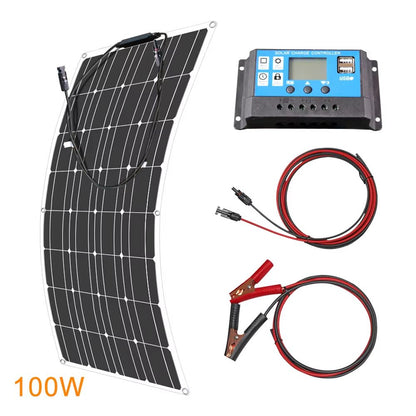 12V Flexible Solar Panel  100W600W Bendable Waterproof Monocrystalline Panel For RV Boat And Outdoo 12