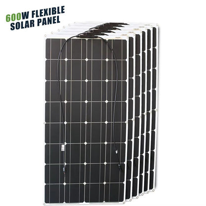 12V Flexible Solar Panel  100W600W Bendable Waterproof Monocrystalline Panel For RV Boat And Outdoo 7