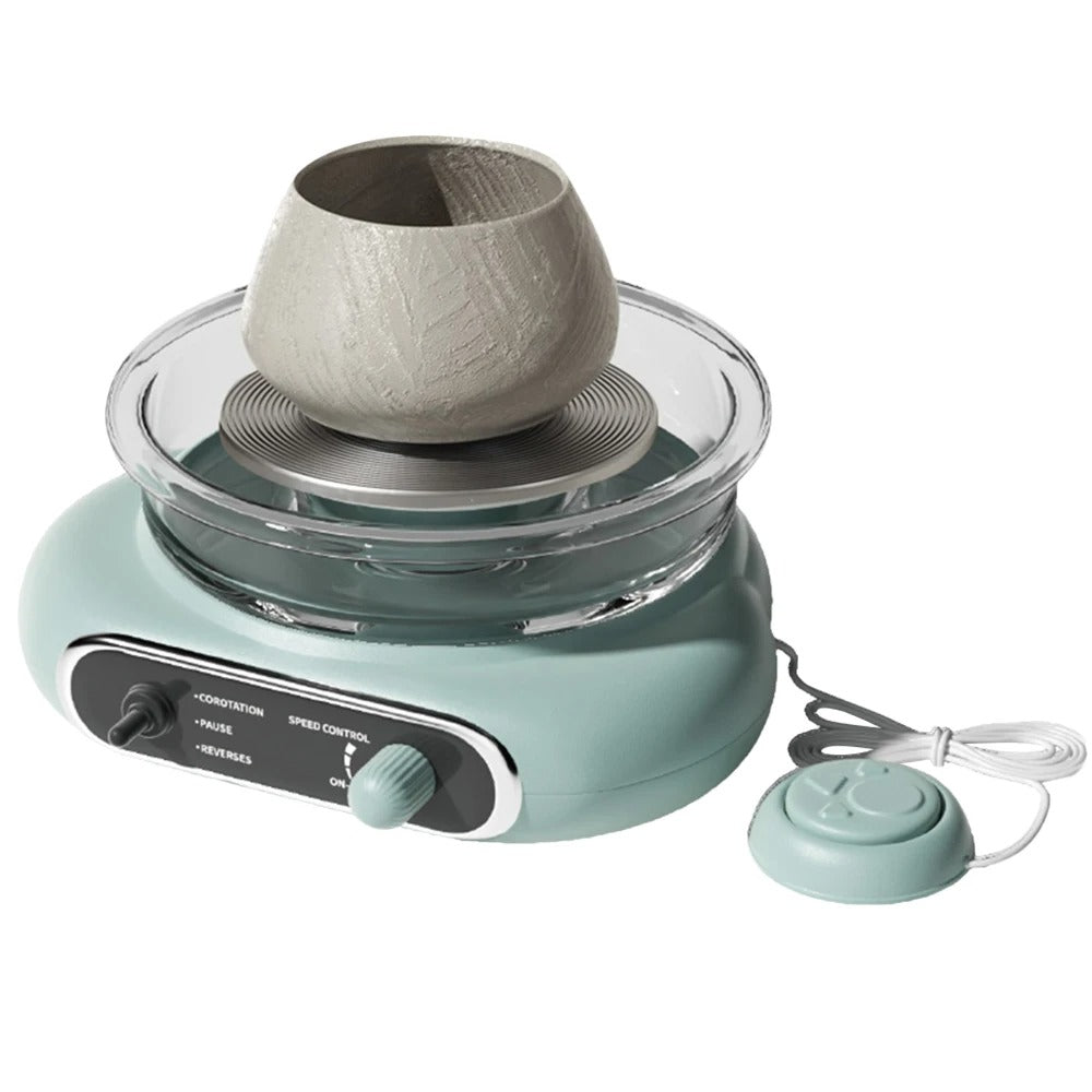 Beginner's Electric Pottery Wheel Kit with Detachable Cleaning Foot Pedal, Complete DIY Ceramic Craft Art Set