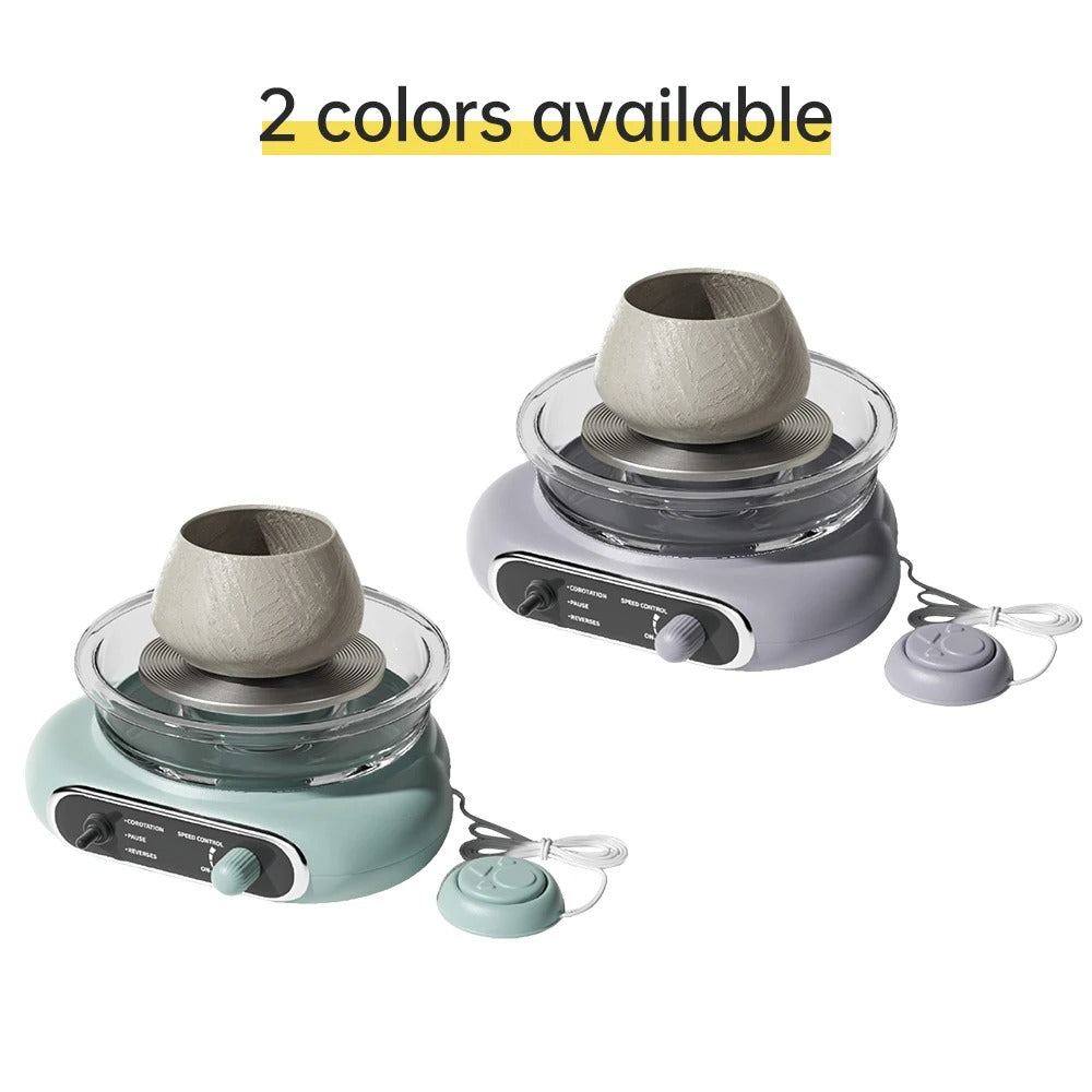 Beginner's Electric Pottery Wheel Kit with Detachable Cleaning Foot Pedal, Complete DIY Ceramic Craft Art Set