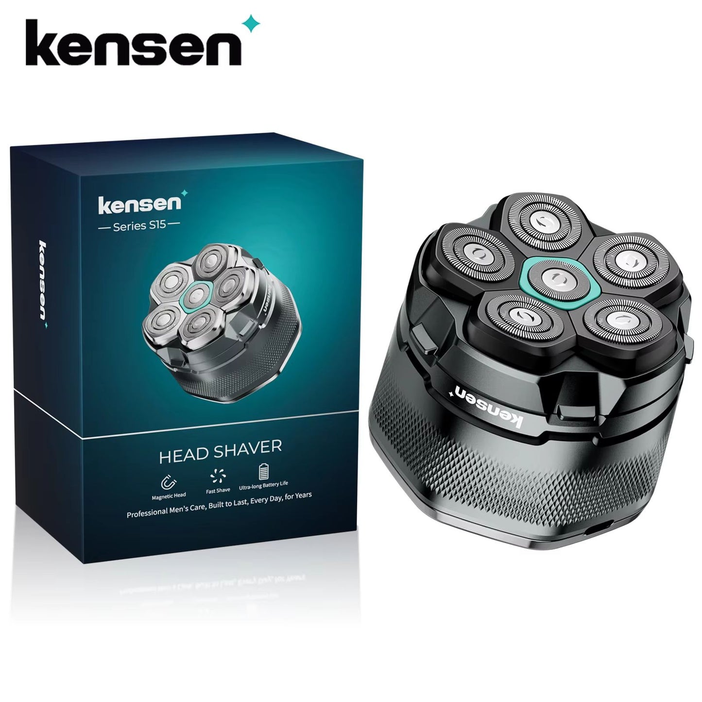 KENSEN Electric Head Shaver – 6D Magnetic Bald Men's Razor with LED Display, USB Rechargeable & Waterproof Beard Trimmer