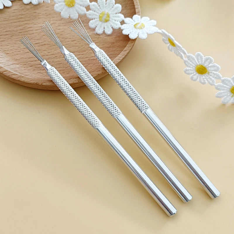 7 Pin Feather Wire Texture Tool for Polymer Clay Sculpting, Ceramics, Pottery & Cake Decorating, Alloy Modeling Brush