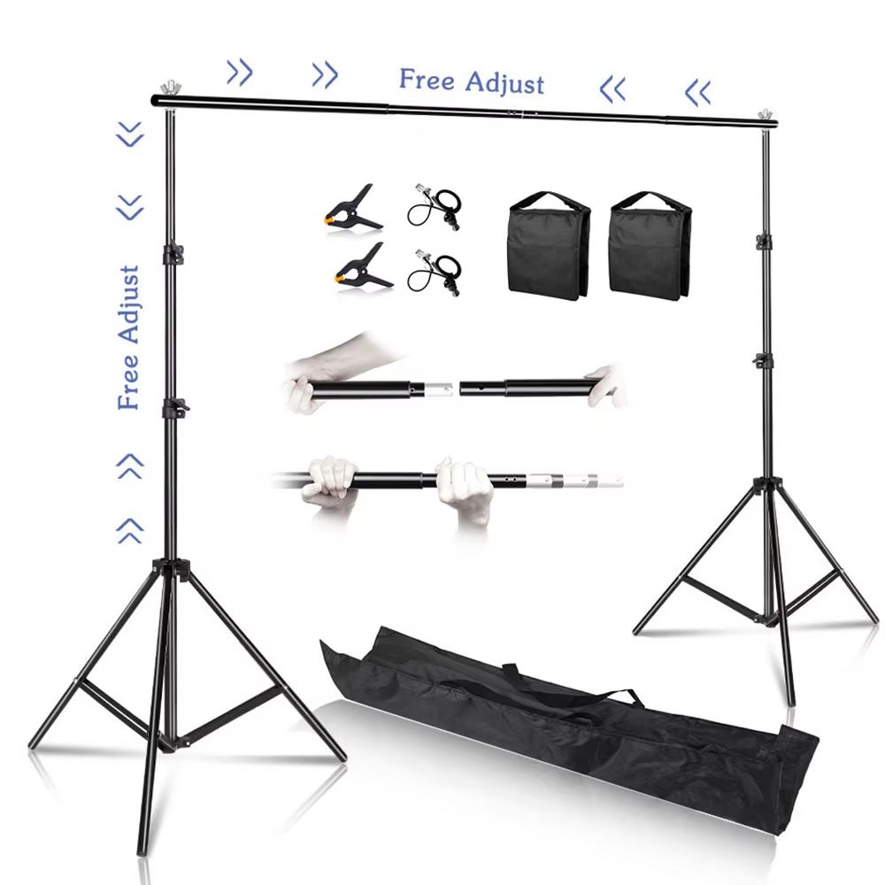Photography Backdrop Stand – Adjustable Telescopic Background Stand for Studio, Video, and Party Decorations